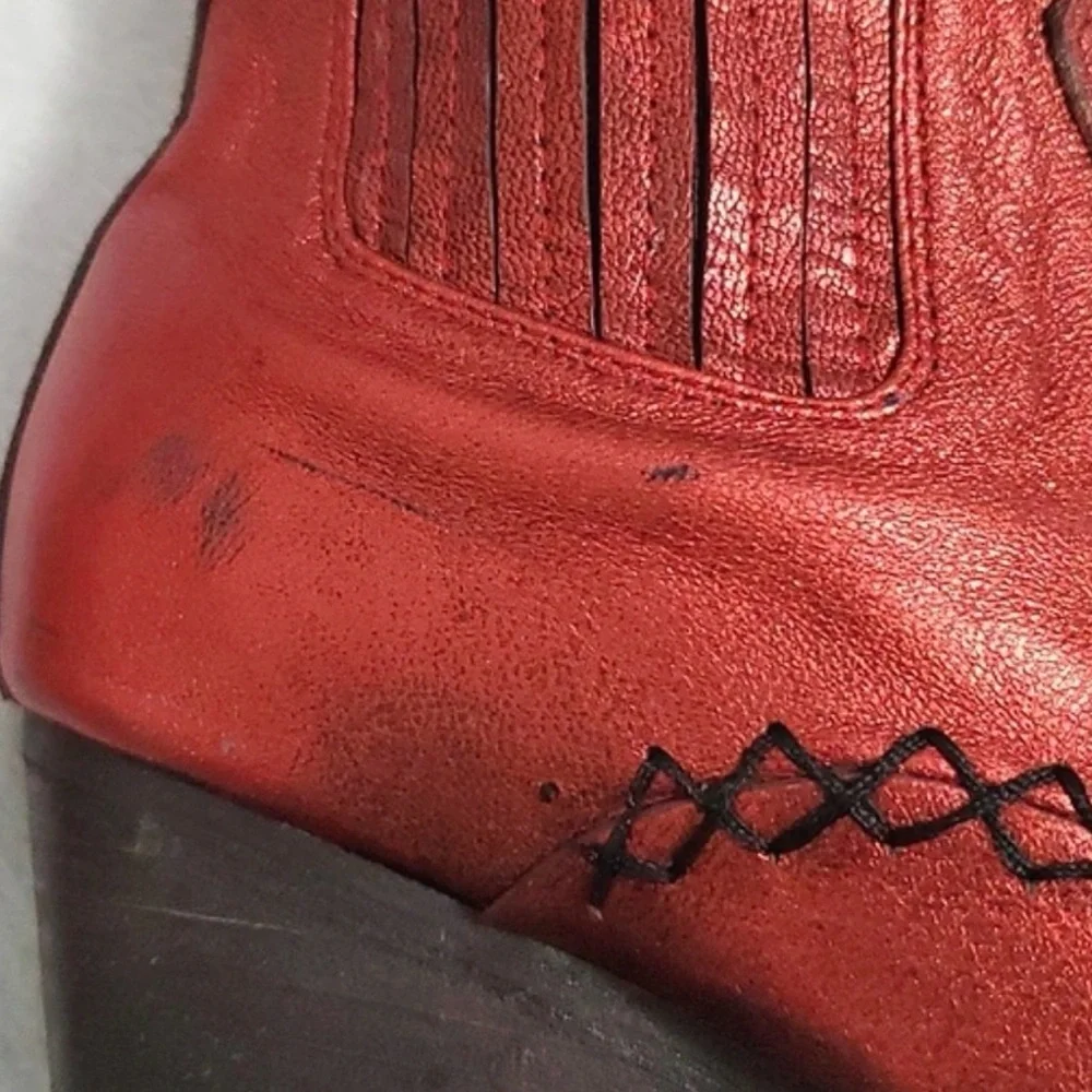 Jeffrey Campbell Metallic Red Western Ankle Boots